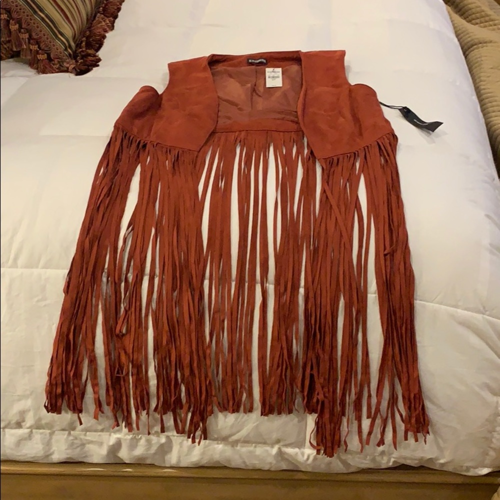 Rust fringe express vest with tags